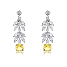 Show details for Copper or Brass Yellow Dangle Earrings in Exclusive Design