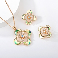 Show details for Unique Swarovski Element Rose Gold Plated Necklace and Earring Set
