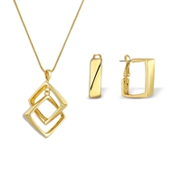 Show details for Geometric Gold Plated 2 Piece Jewelry Set Online Only