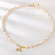 Show details for Charming White Copper or Brass Pendant Necklace of Original Design