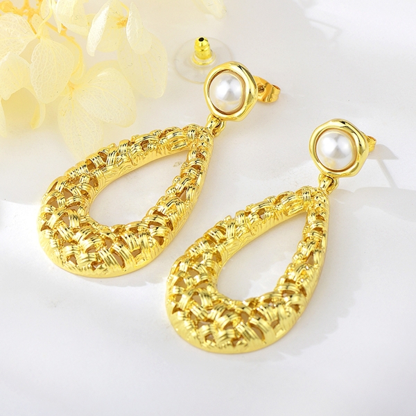Picture of Inexpensive Gold Plated Artificial Pearl Dangle Earrings from Reliable Manufacturer