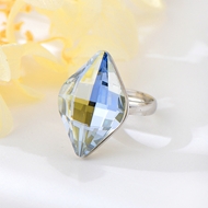 Show details for Trendy Blue Swarovski Element Fashion Ring with No-Risk Refund