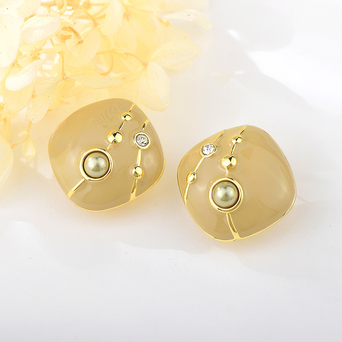 Zinc Alloy White Stud Earrings in Flattering Style