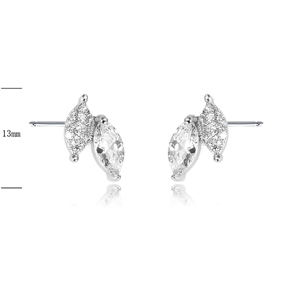 Picture of Platinum Plated White Stud Earrings at Super Low Price