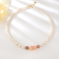 Show details for Trendy Copper or Brass Pink Short Chain Necklace with No-Risk Refund