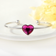 Show details for Love & Heart Swarovski Element Cuff Bangle for Ladies