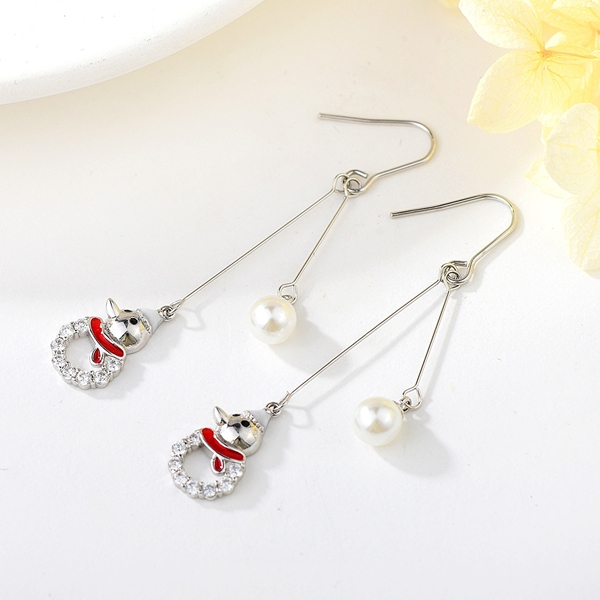 Picture of Low Cost Platinum Plated Small Dangle Earrings with Low Cost