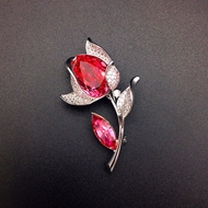 Show details for Impressive Red Flower Brooche Shopping
