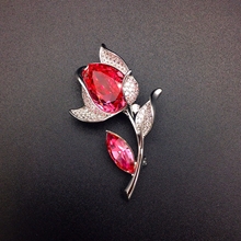 Show details for Impressive Red Flower Brooche Shopping