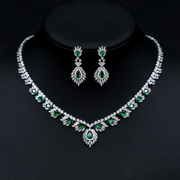Picture of Inexpensive Platinum Plated Cubic Zirconia 2 Piece Jewelry Set from Reliable Manufacturer