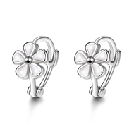 Picture of New Season White Platinum Plated Huggie Earrings with SGS/ISO Certification