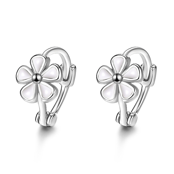 Picture of New Season White Platinum Plated Huggie Earrings with SGS/ISO Certification