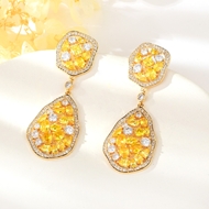 Show details for Copper or Brass Big Dangle Earrings in Flattering Style