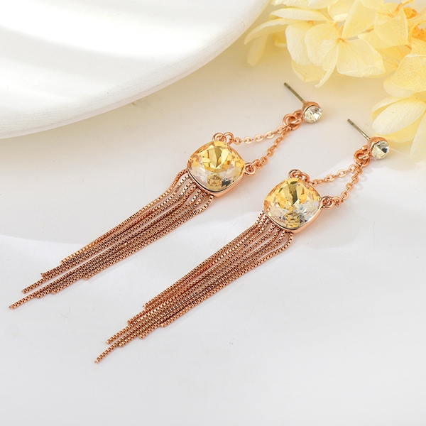 Picture of New Season Yellow Rose Gold Plated Tassel Earrings with SGS/ISO Certification