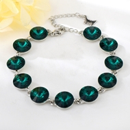 Show details for Eye-Catching Green Platinum Plated Fashion Bracelet with Member Discount