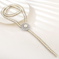 Show details for Designer Platinum Plated Cubic Zirconia Y Necklace with No-Risk Return
