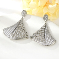 Show details for Copper or Brass Cubic Zirconia Dangle Earrings in Exclusive Design