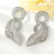 Show details for Hypoallergenic Platinum Plated Big Dangle Earrings with Easy Return