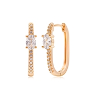 Picture of Hypoallergenic Gold Plated Cubic Zirconia Huggie Earrings with Easy Return