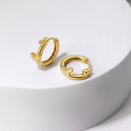 Picture of Low Cost Copper or Brass Gold Plated Huggie Earrings with Low Cost