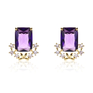 Picture of Eye-Catching Purple Delicate Big Stud Earrings with Member Discount