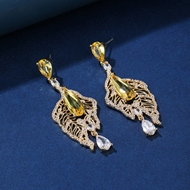 Picture of Fashionable Big Cubic Zirconia Dangle Earrings