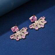 Picture of Impressive Pink Copper or Brass Dangle Earrings with Low MOQ