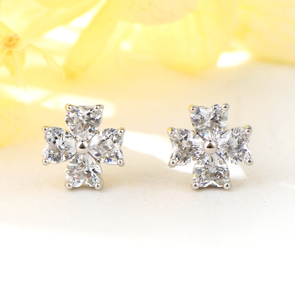 Picture of Low Price Platinum Plated White Big Stud Earrings from Trust-worthy Supplier