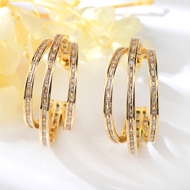 Show details for Copper or Brass Cubic Zirconia Big Hoop Earrings at Super Low Price