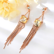 Show details for Distinctive Yellow Zinc Alloy Tassel Earrings with Low MOQ