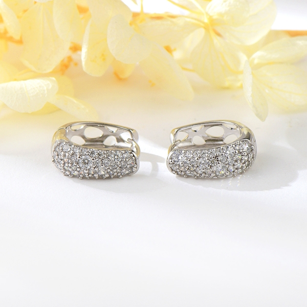 Picture of Charming White Cubic Zirconia Huggie Earrings As a Gift