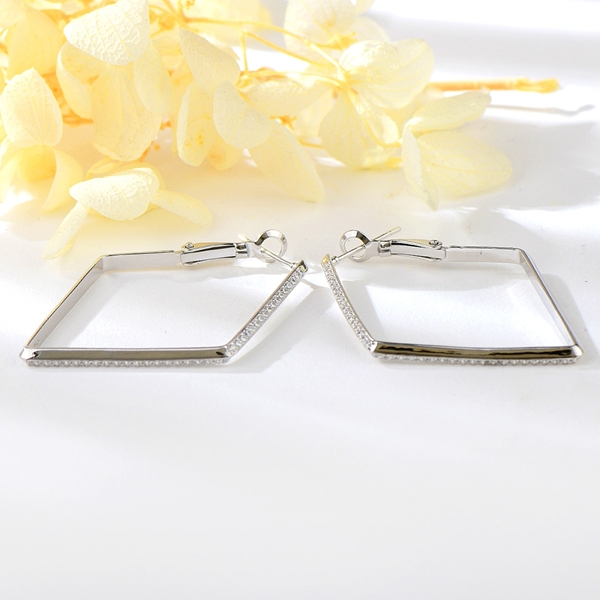 Picture of Bulk Platinum Plated 925 Sterling Silver Huggie Earrings Exclusive Online