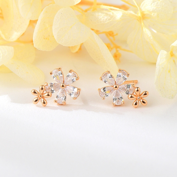 Picture of Reasonably Priced Rose Gold Plated Cubic Zirconia Big Stud Earrings from Reliable Manufacturer