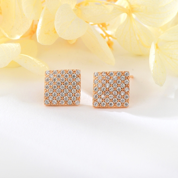 Picture of Nice Cubic Zirconia Rose Gold Plated Big Stud Earrings
