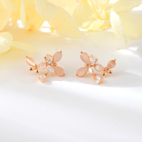 Picture of Delicate Cubic Zirconia Butterfly Big Stud Earrings