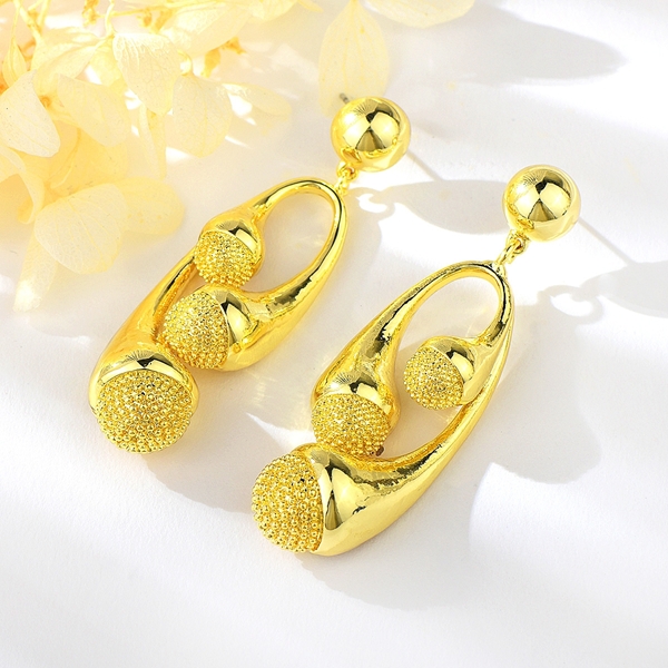 Picture of Sparkly Big Gold Plated Dangle Earrings