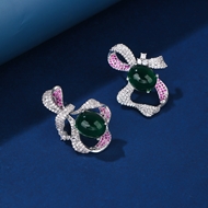 Picture of Green Platinum Plated Drop & Dangle Earrings for Female
