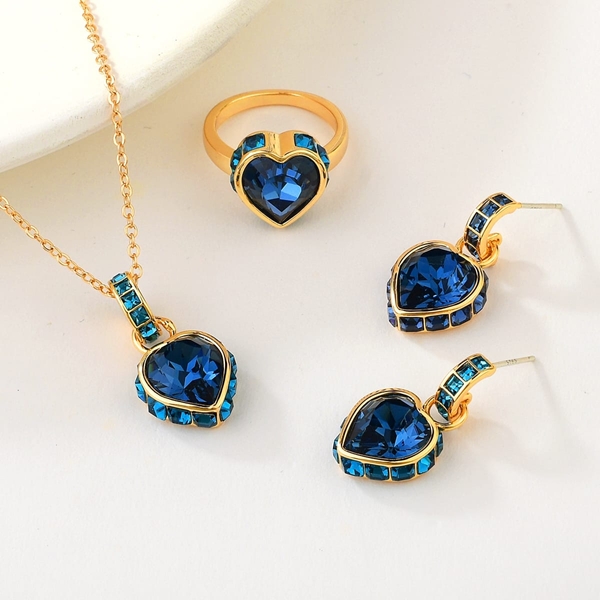 Picture of Nice Swarovski Element Blue 3 Piece Jewelry Set