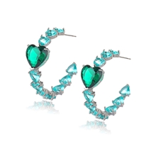 Show details for Shop Platinum Plated Green Huggie Earrings with Wow Elements