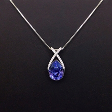 Show details for Hot Selling Platinum Plated Blue Pendant Necklace from Top Designer