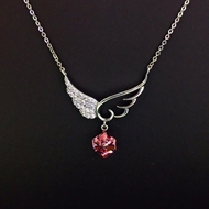 Show details for Unique Cubic Zirconia Red Pendant Necklace
