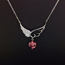Show details for Unique Cubic Zirconia Red Pendant Necklace