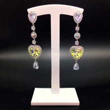 Show details for Fashion Swarovski Element Love & Heart Dangle Earrings