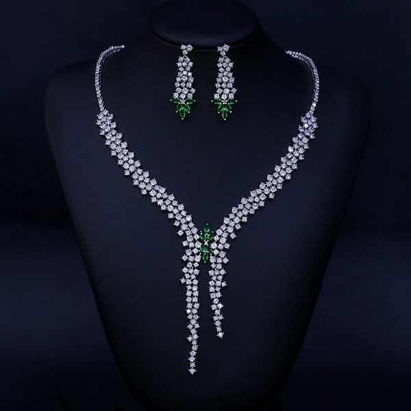 Picture of Luxury Cubic Zirconia 2 Piece Jewelry Set with Full Guarantee