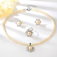 Show details for Eye-Catching White Platinum Plated 3 Piece Jewelry Set at Unbeatable Price