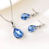 Picture of Nickel Free Zinc Alloy Artificial Crystal 2 Piece Jewelry Set with Easy Return