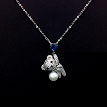 Show details for Party Blue Pendant Necklace of Original Design