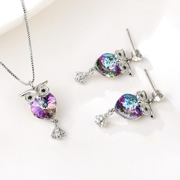 Picture of Featured Purple Swarovski Element 2 Piece Jewelry Set Factory Supply