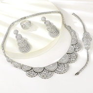 Show details for Nickel Free Platinum Plated Copper or Brass 4 Piece Jewelry Set