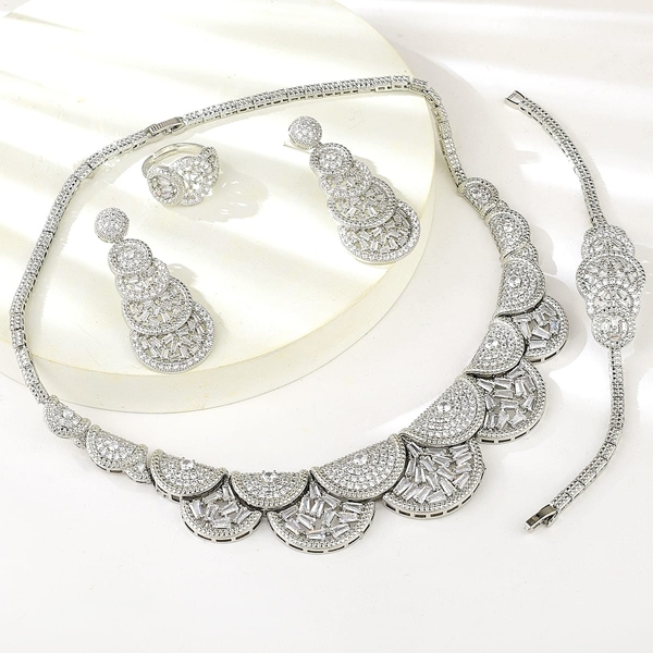 Picture of Nickel Free Platinum Plated Copper or Brass 4 Piece Jewelry Set